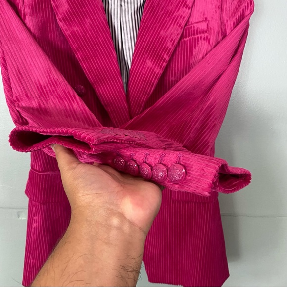Veronica Beard Gaya Dickey Jacket‎ Blazer Pink Velvet Corduroy Size 2 - Picture 6 of 10